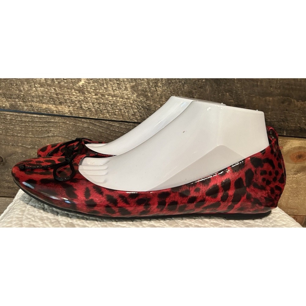 Chicos Red Leopard Travel Ballet Flats Size 10
